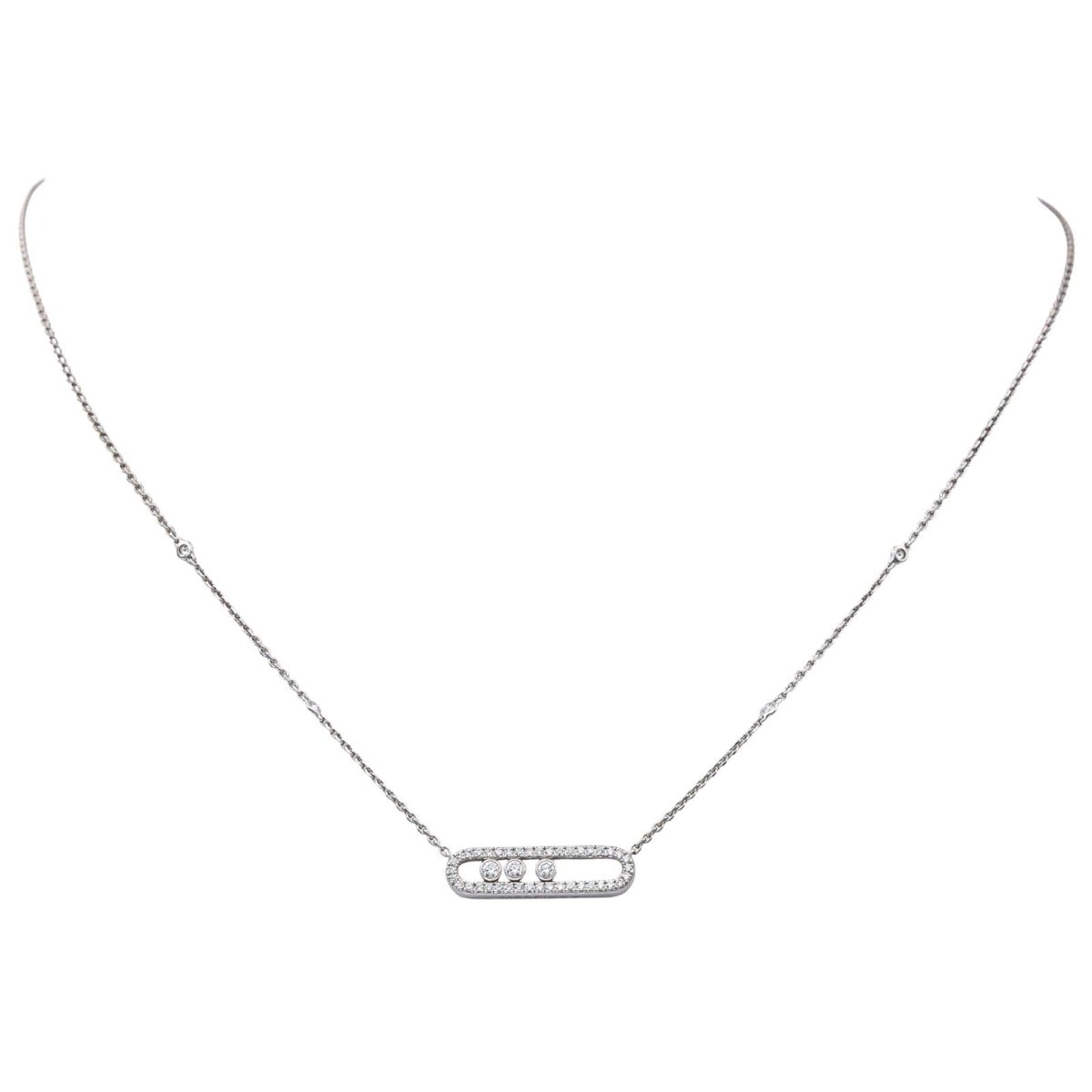 Collier Châine MESSIKA "Baby Move" en or blanc et diamants - Castafiore