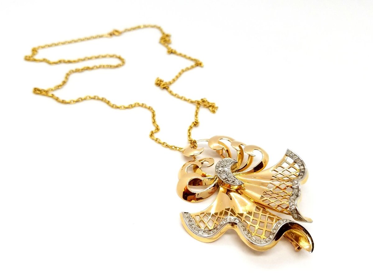 Collier Chaîne + pendentif Or jaune Diamant - Castafiore
