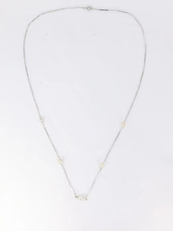 Collier chaîne vintage or blanc perles - Castafiore