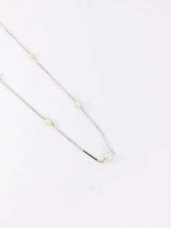 Collier chaîne vintage or blanc perles - Castafiore