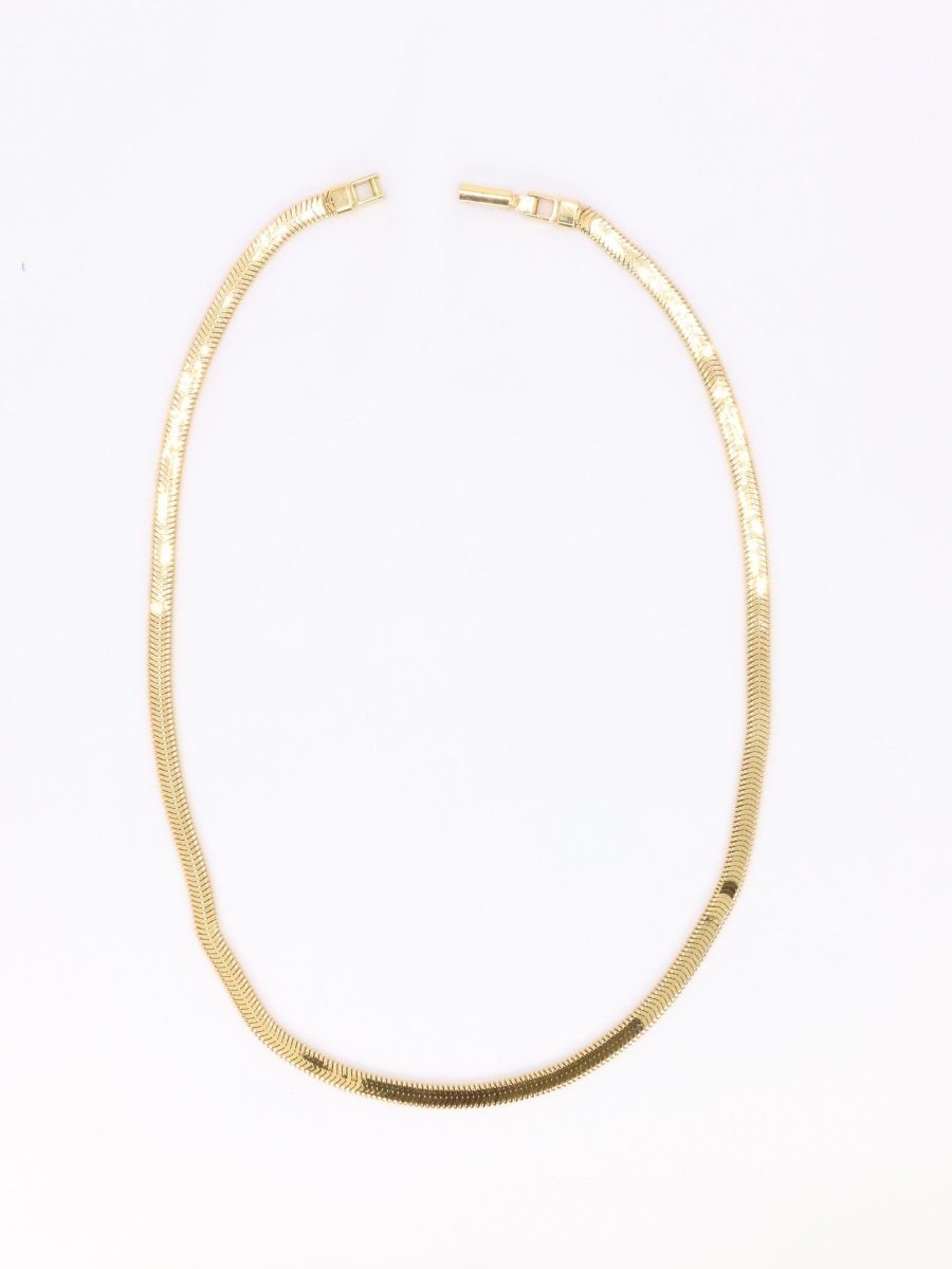 Collier chaine vintage or jaune maille plate - Castafiore