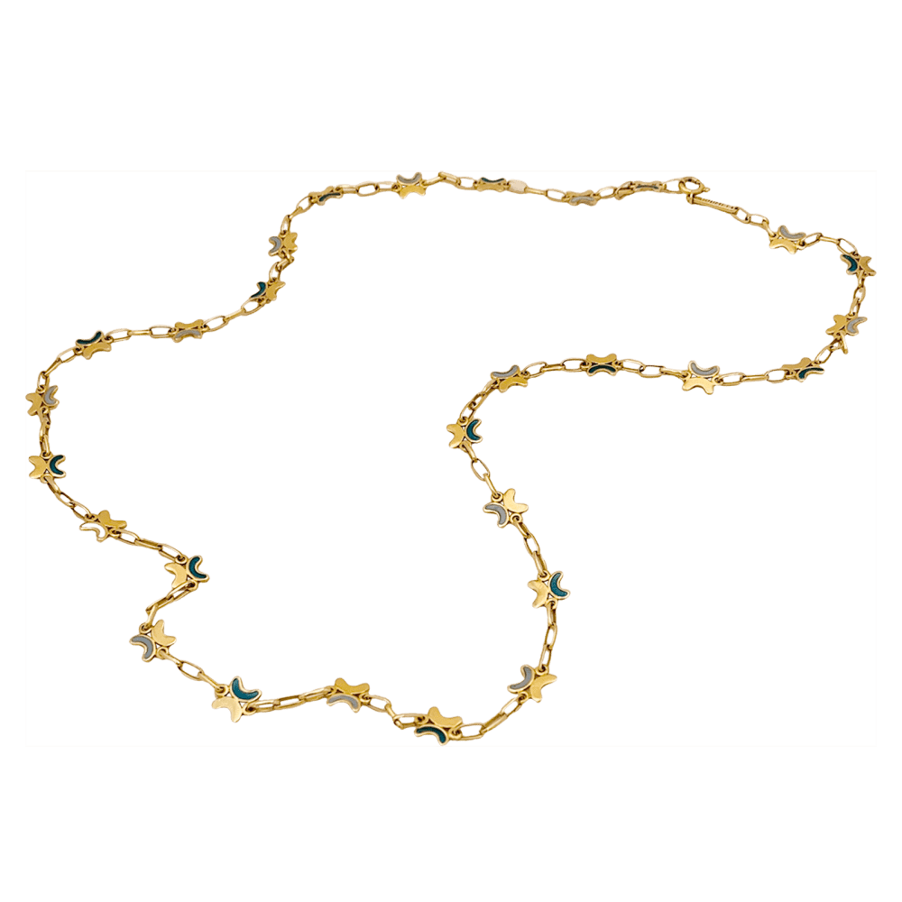 Collier CHAUMET Plique - à - jour en or jaune et émail - Castafiore