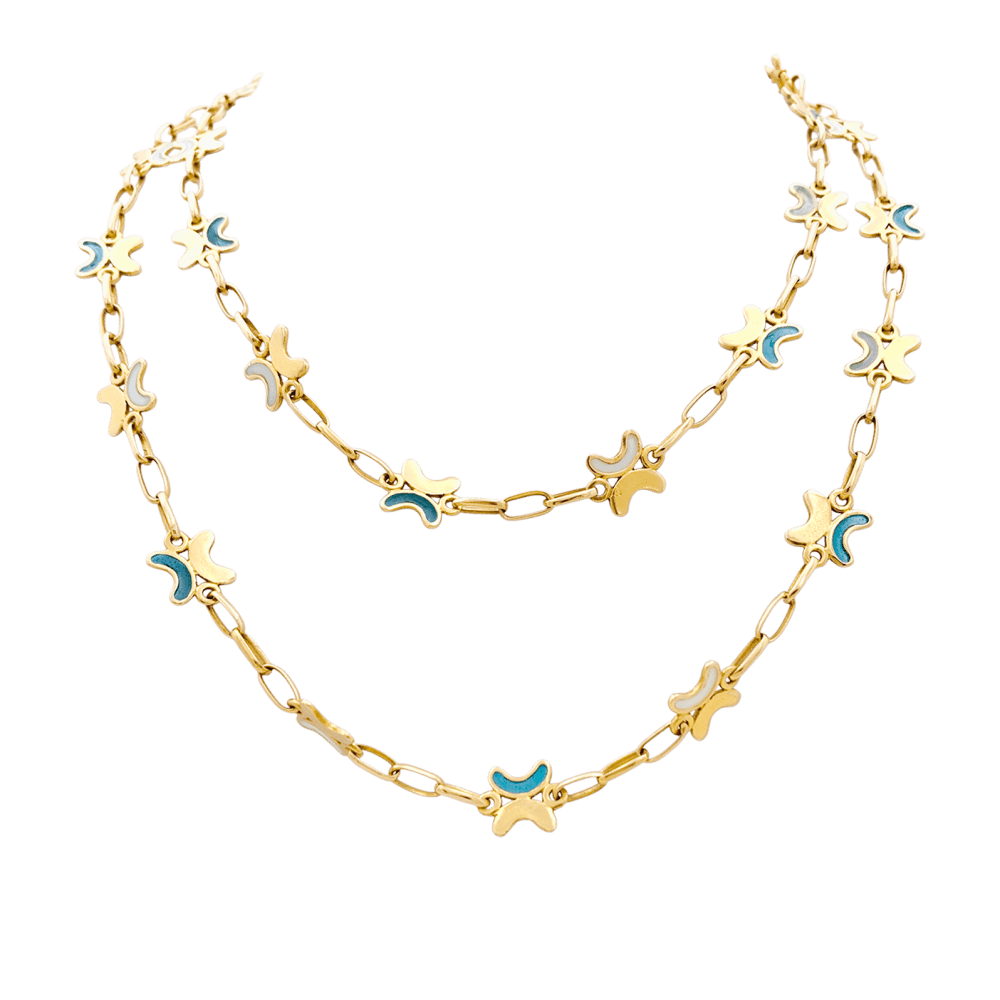 Collier CHAUMET Plique - à - jour en or jaune et émail - Castafiore