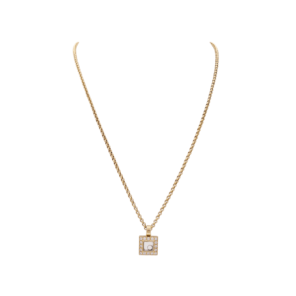 Collier Chopard, "Happy Square Diamond" en or jaune et diamants. - Castafiore