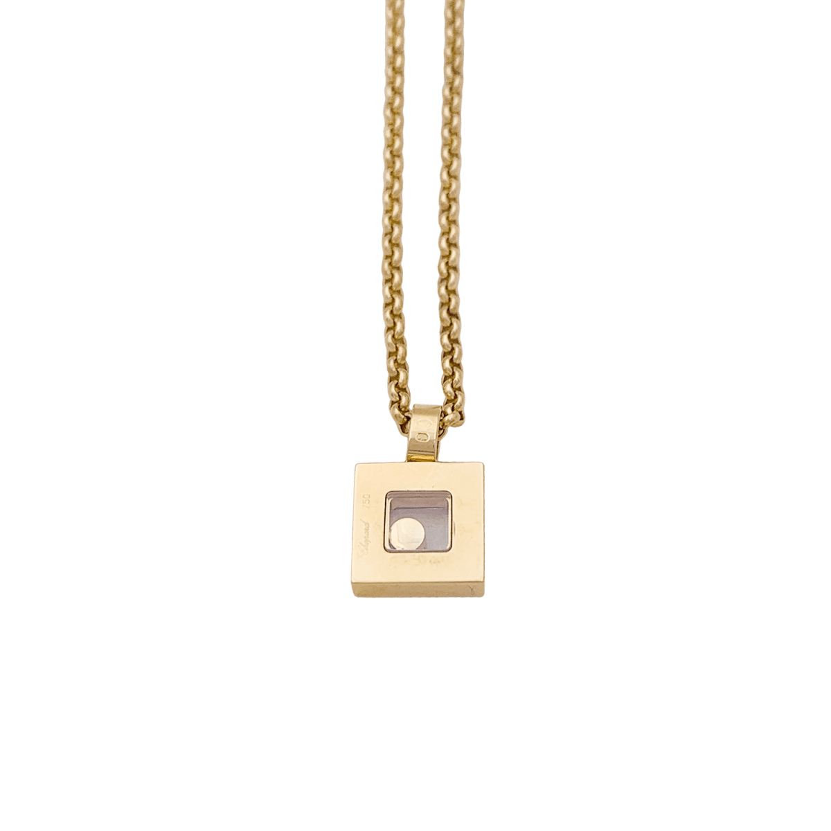 Collier Chopard, "Happy Square Diamond" en or jaune et diamants. - Castafiore