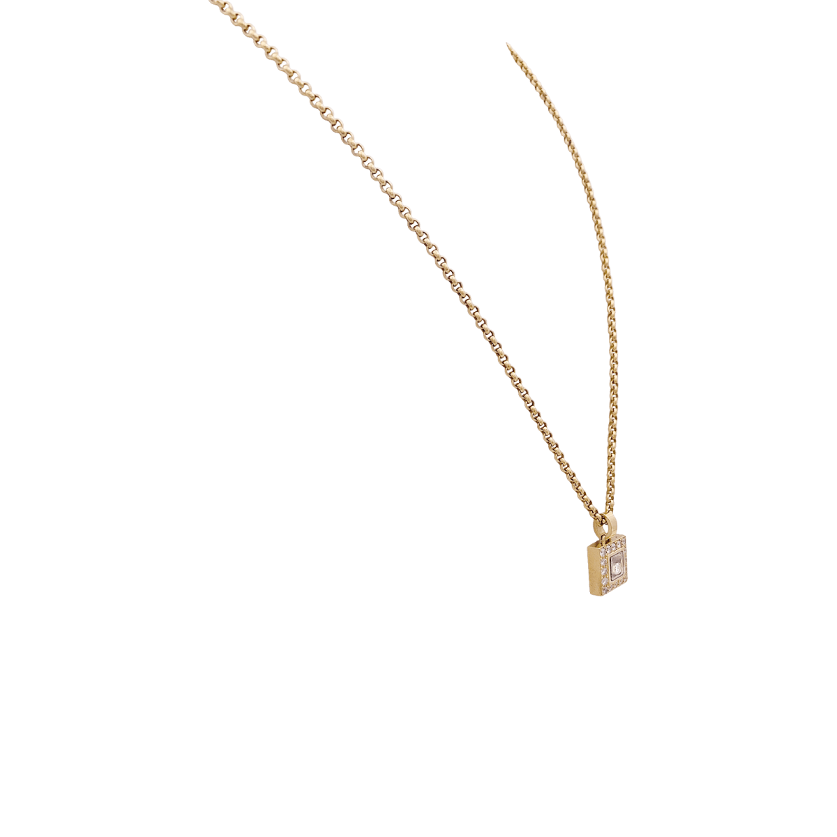 Collier Chopard, "Happy Square Diamond" en or jaune et diamants. - Castafiore