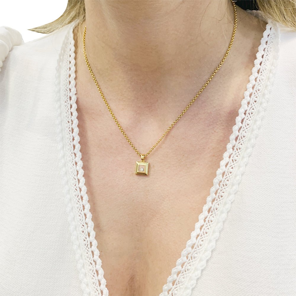 Collier Chopard, "Happy Square Diamond", or jaune, diamant. - Castafiore