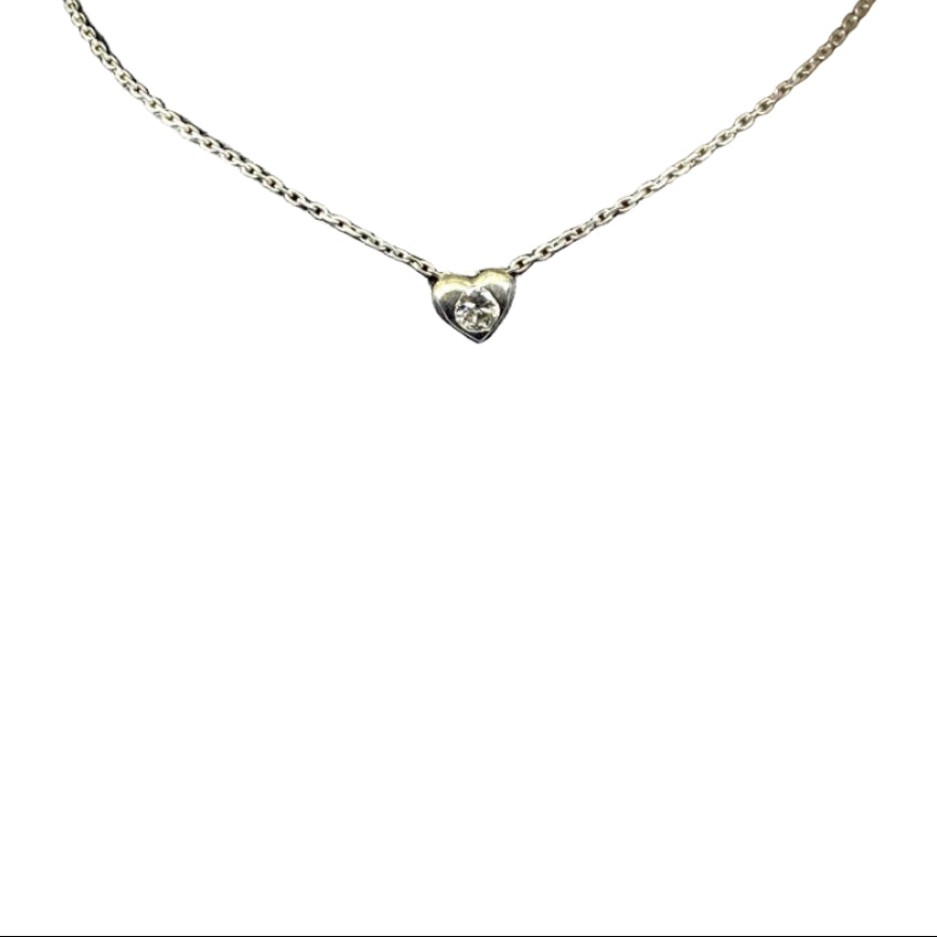 Collier Coeur maille forçat en or blanc diamant - Castafiore