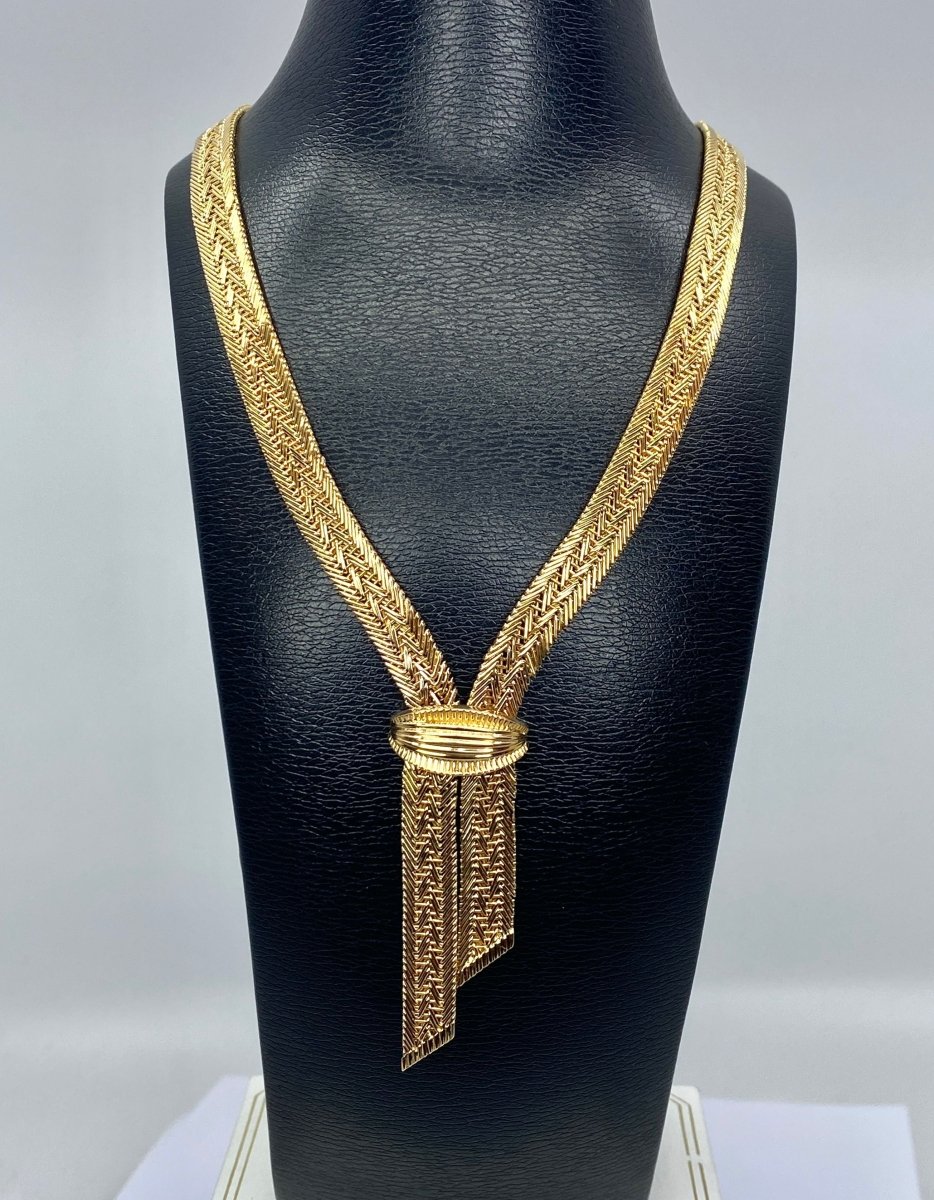 Collier cravate en or jaune 18 carats - Castafiore
