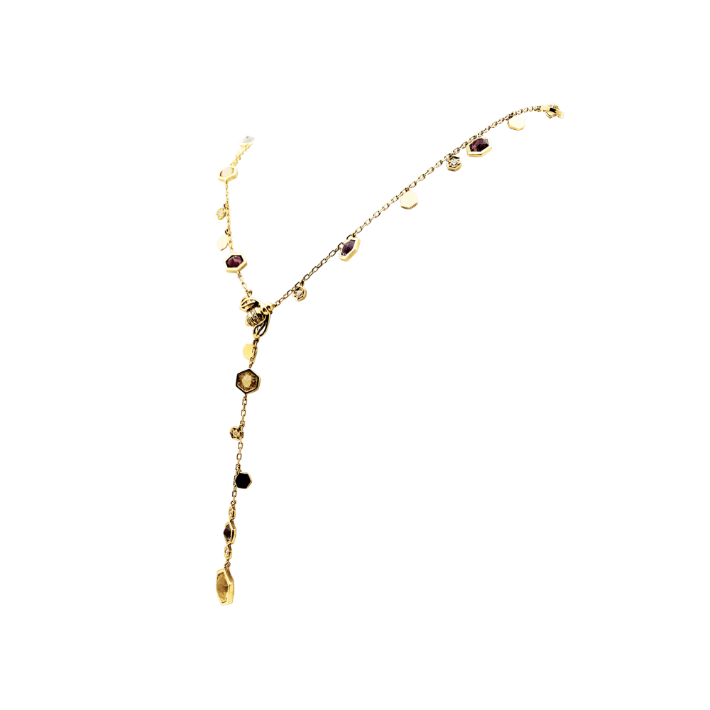 Collier Cravate PIAGET "Magic Garden Limelight" en or jaune, améthystes, citrines, grenats et diamants - Castafiore