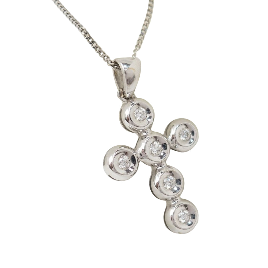 collier croix en or blanc et diamants - Castafiore