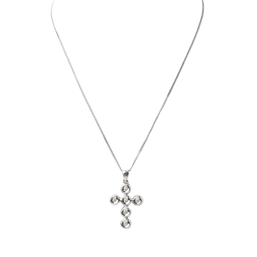 collier croix en or blanc et diamants - Castafiore