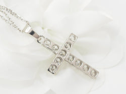 collier croix vintage en or blanc et diamants - Castafiore