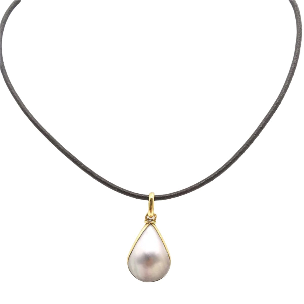 Collier cuir en or & perle - Castafiore