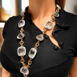 Collier DAVID WEBB en or jaune, cristaux et diamants - Castafiore