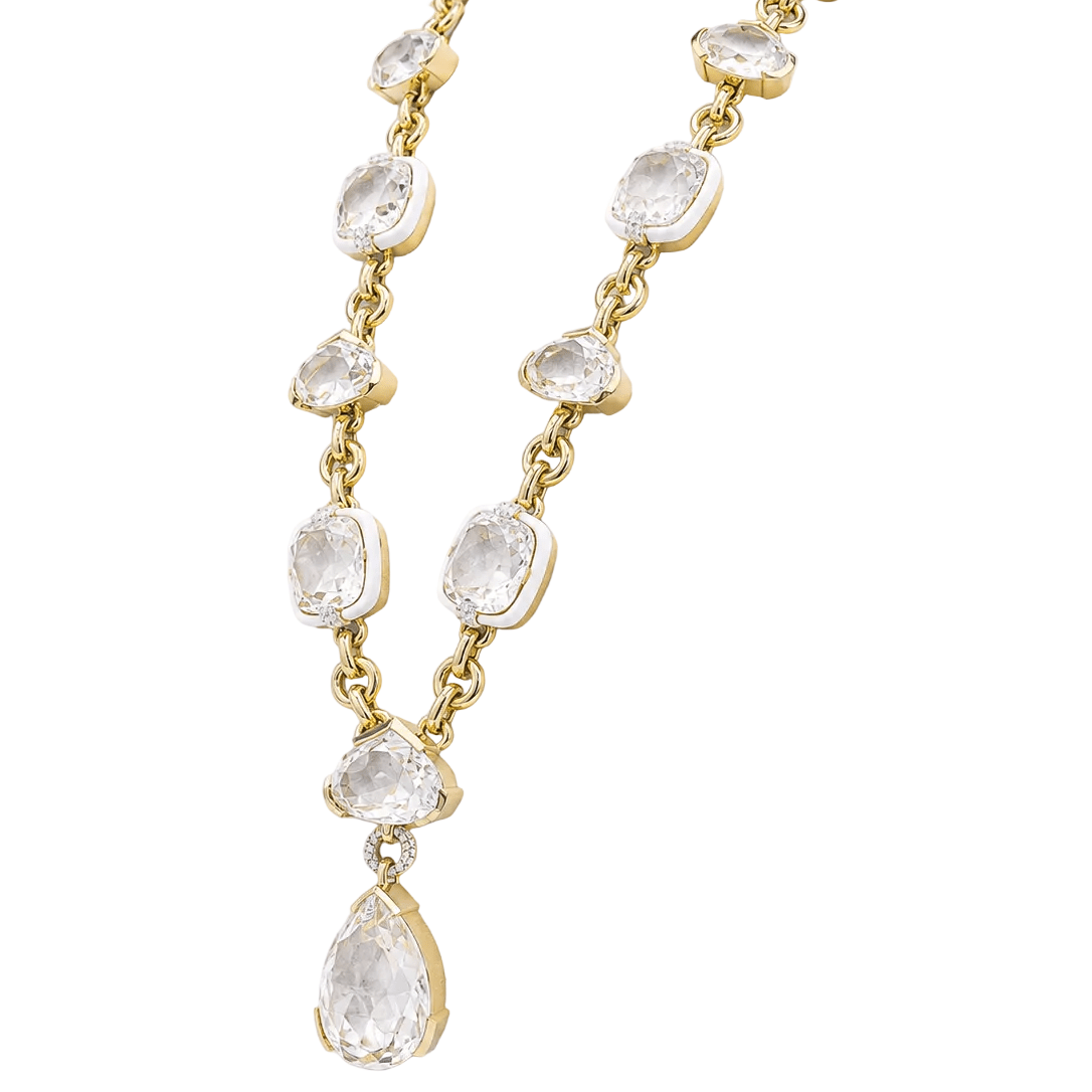 Collier DAVID WEBB en or jaune, cristaux et diamants - Castafiore