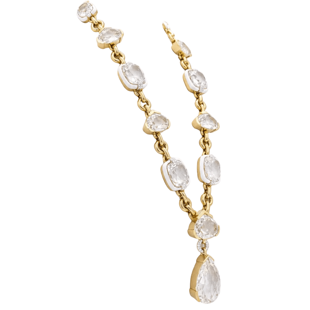 Collier DAVID WEBB en or jaune, cristaux et diamants - Castafiore