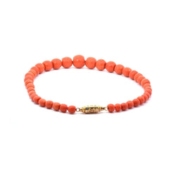 Collier de corail ancien facetés avec fermoir or émaillé - Castafiore
