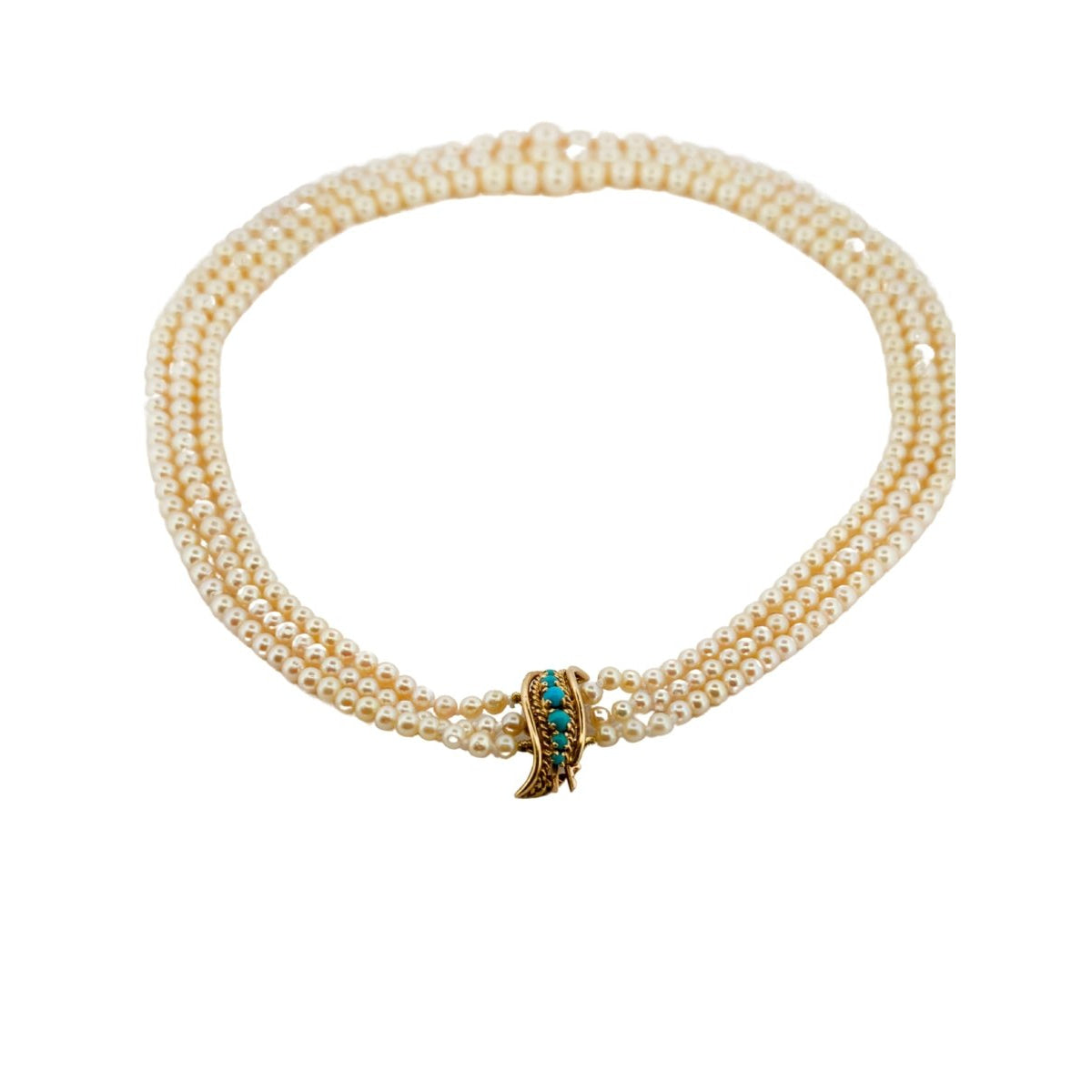 Collier de Perles en or jaune et turquoise - Castafiore