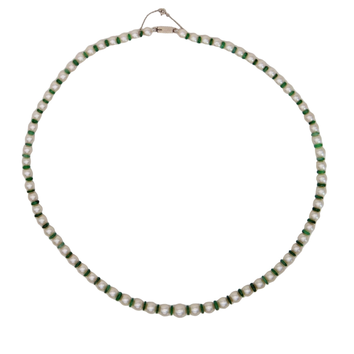 Collier de perles et jade en or blanc - Castafiore