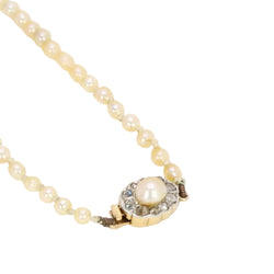 Collier de perles fines fermoir or jaune diamants taille rose - Castafiore