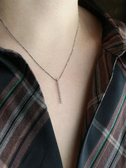 Collier diamant barrette verticale or blanc - Castafiore