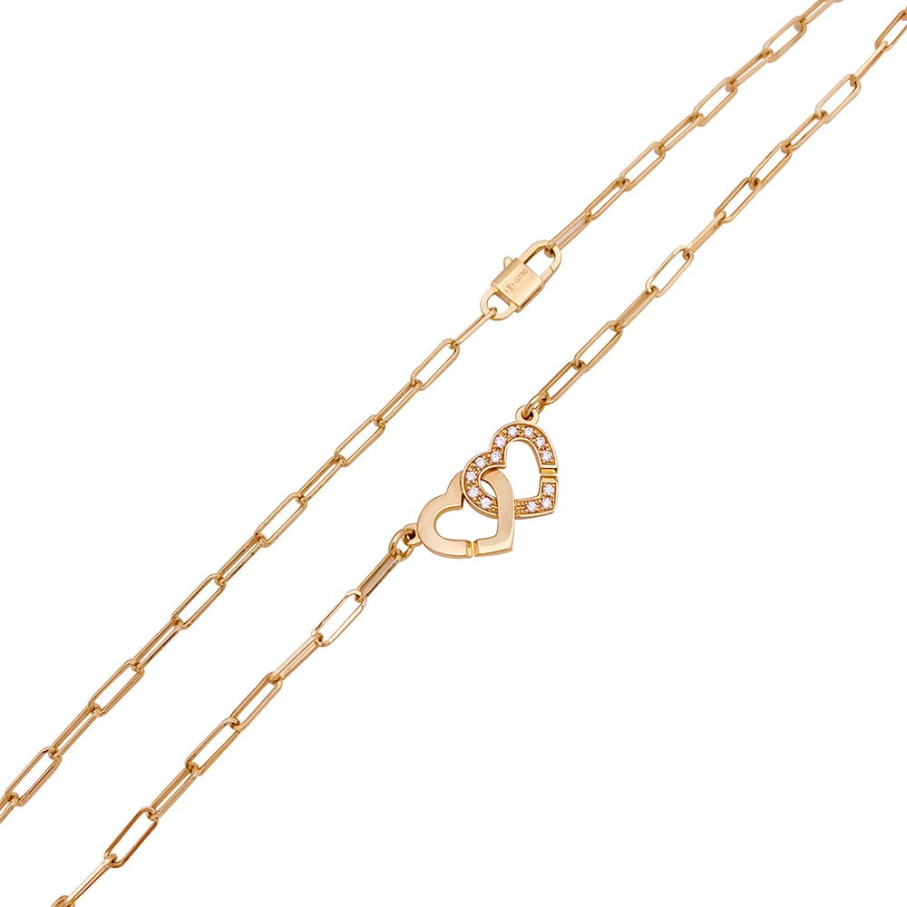 Collier DINH VAN "Double Coeur" en or rose et diamants - Castafiore