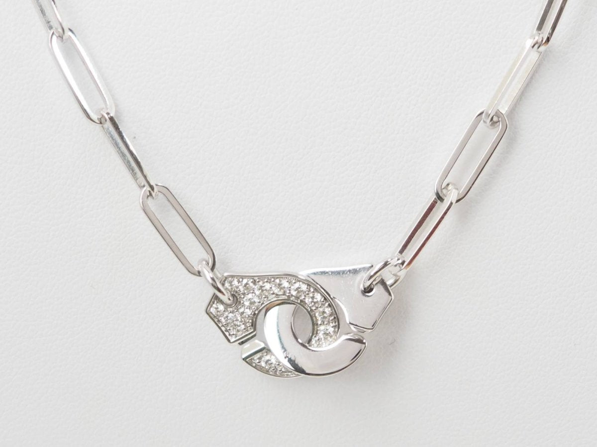 Collier Dinh Van Menottes R12 Or Blanc et Diamants - Castafiore
