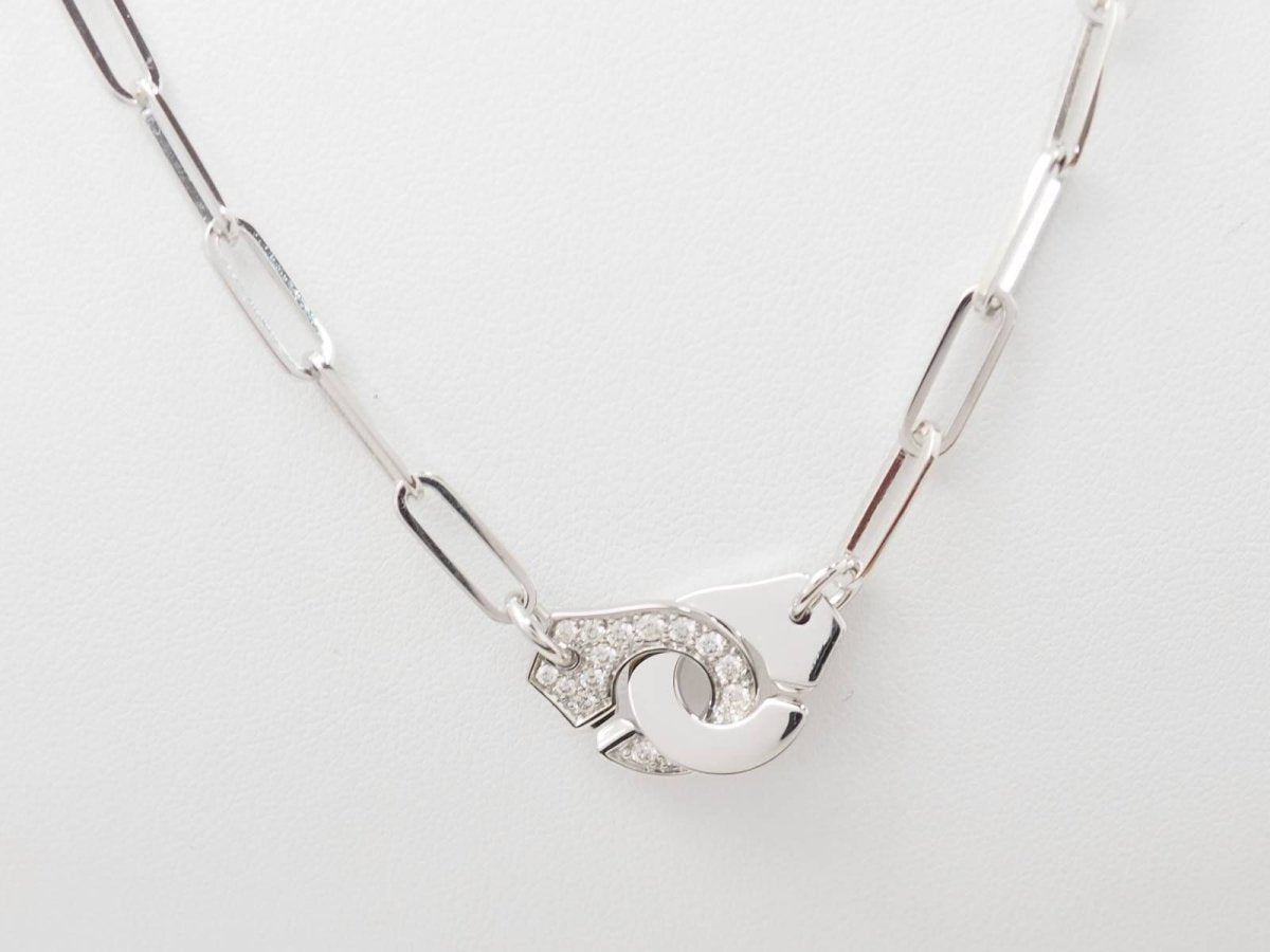 Collier Dinh Van Menottes R12 Or Blanc et Diamants - Castafiore