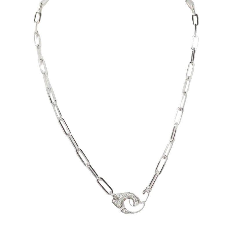 Collier Dinh Van Menottes R12 Or Blanc et Diamants - Castafiore