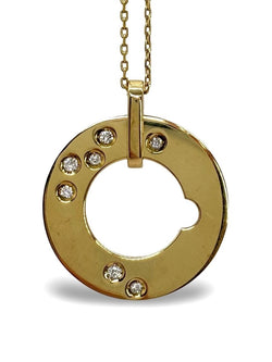 Collier Dinh Van modèle Cible or jaune et diamants 0,15 ct - Castafiore