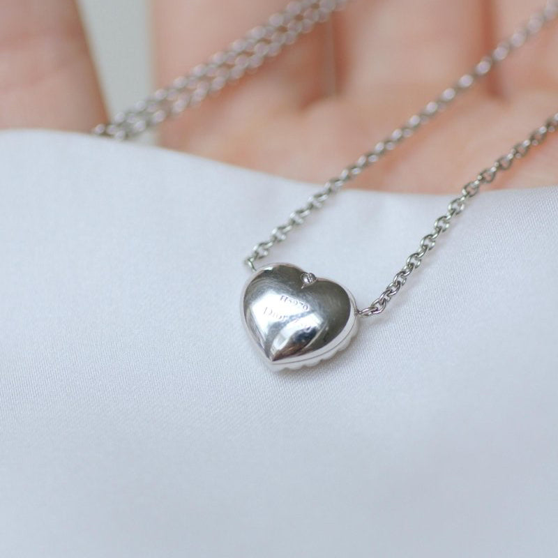 Collier Dior Happy Birth Coeur Opale et Diamants sur Or Blanc - Castafiore