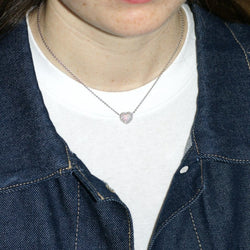 Collier Dior Happy Birth Coeur Opale et Diamants sur Or Blanc - Castafiore