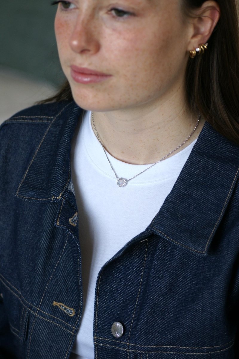 Collier Dior Happy Birth Coeur Opale et Diamants sur Or Blanc - Castafiore