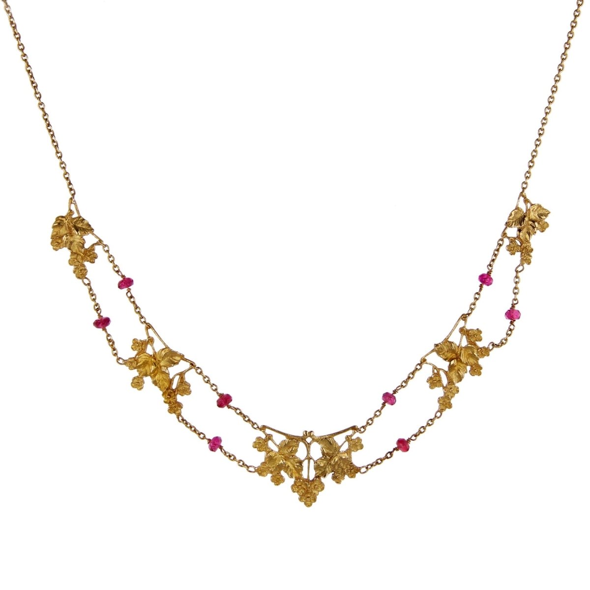 Collier draperie ancien or et spinelles - Castafiore