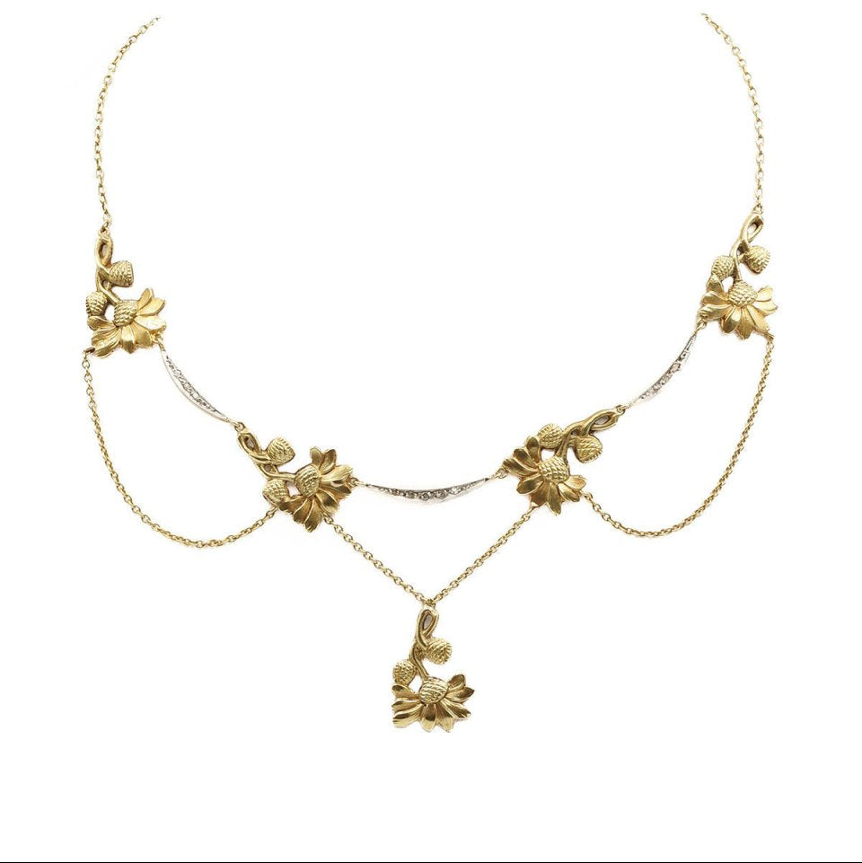 Collier draperie Art nouveau en or - Castafiore