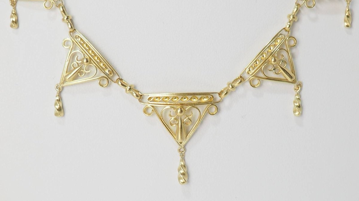 Collier draperie du XIXe siècle en or jaune - Castafiore