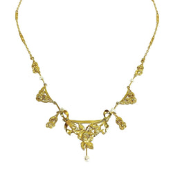 Collier Draperie en or champagne et perles - Castafiore