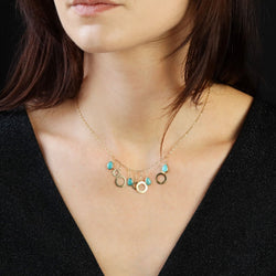 Collier Draperie en or jaune et turquoises - Castafiore