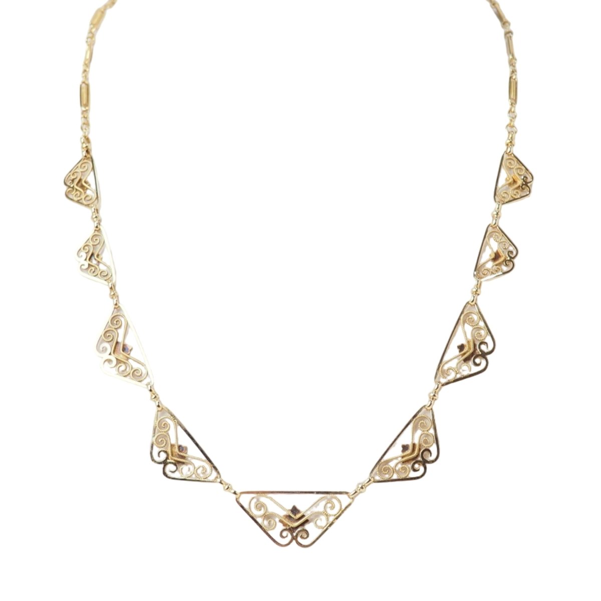 Collier draperie Fin XIXème en or jaune - Castafiore