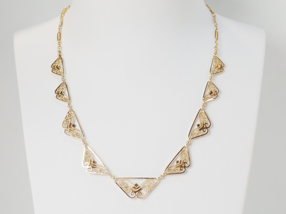 Collier draperie Fin XIXème en or jaune - Castafiore