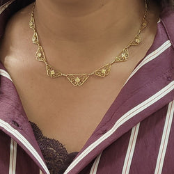 Collier draperie Fin XIXème en or jaune - Castafiore