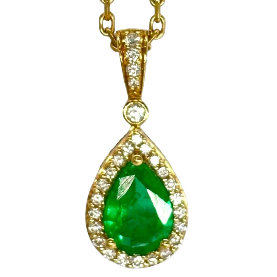 Collier EMERAUDE en or jaune et diamants - Castafiore