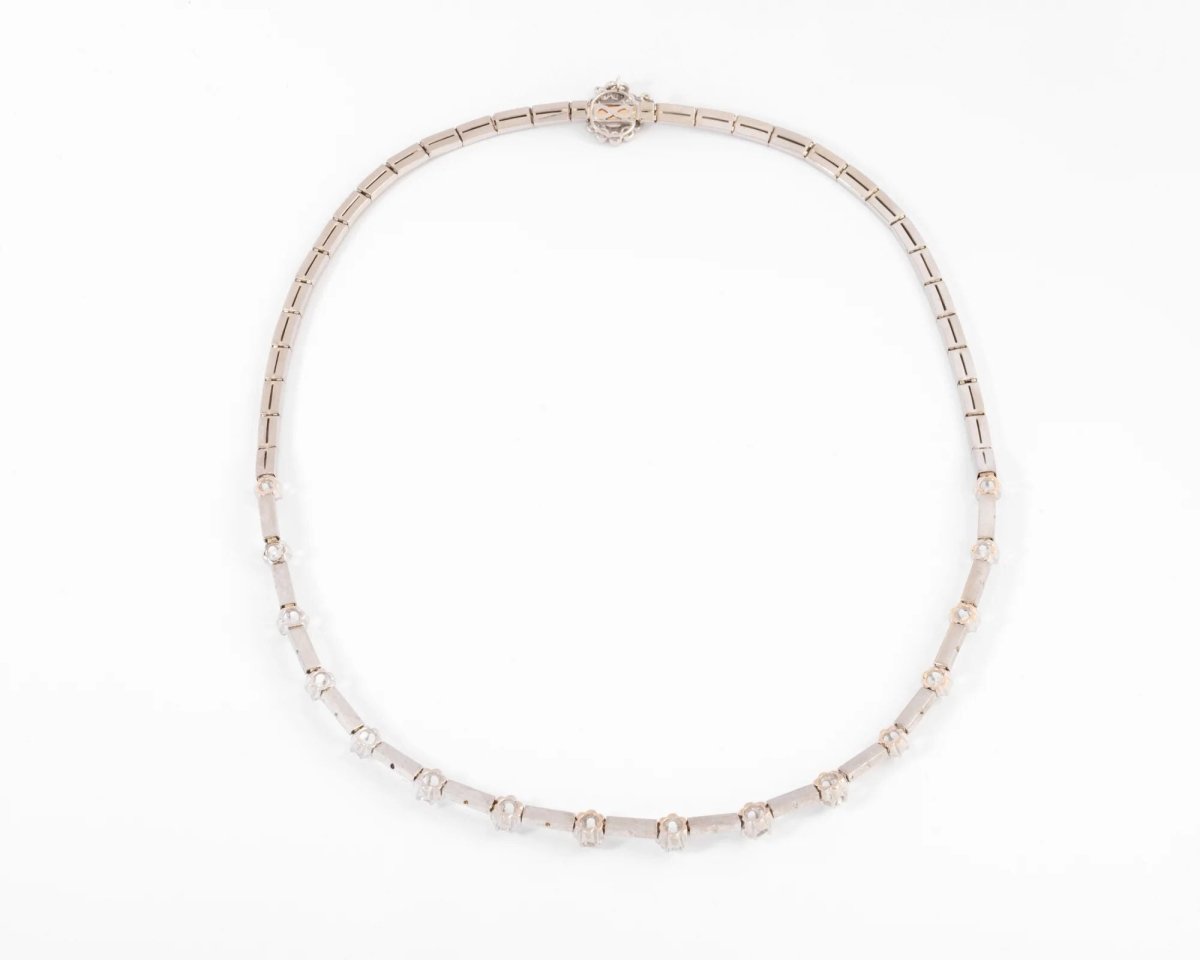 collier en diamant et or gris des 1960 - Castafiore
