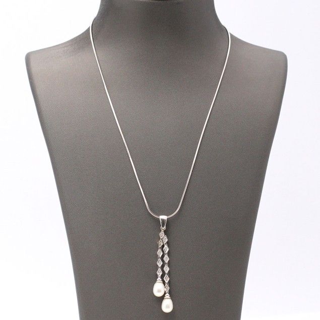 Collier en or 18k avec perles et diamants - Castafiore