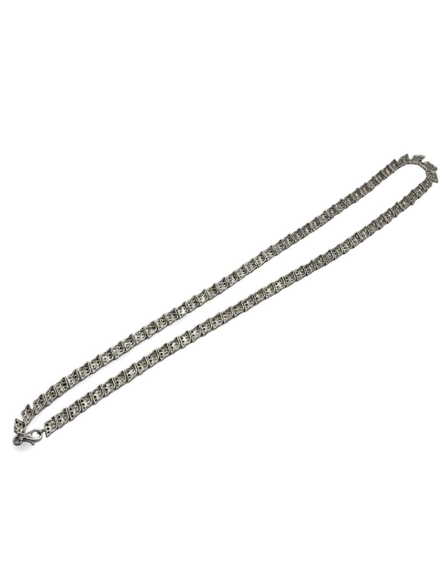 Collier en or blanc 18K et diamants incolores et noirs 2 ct - Castafiore