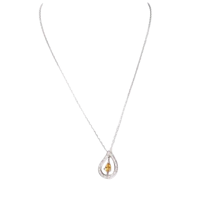 Collier en or blanc, citrine et diamants - Castafiore