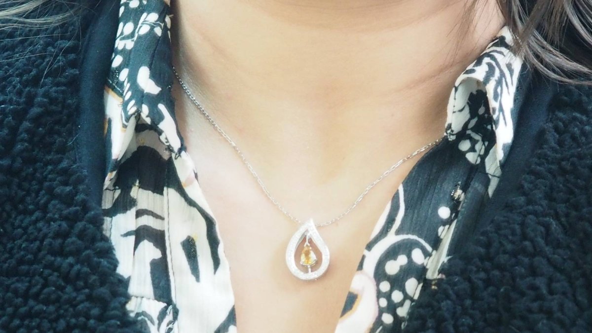 Collier en or blanc, citrine et diamants - Castafiore