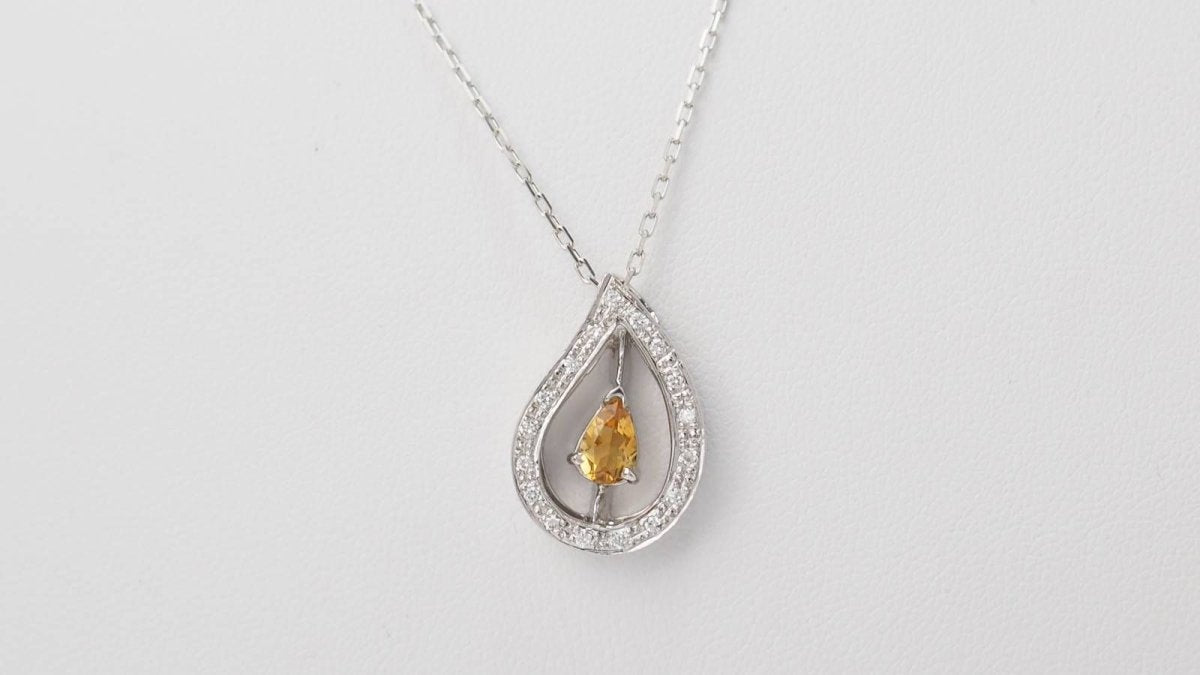 Collier en or blanc, citrine et diamants - Castafiore