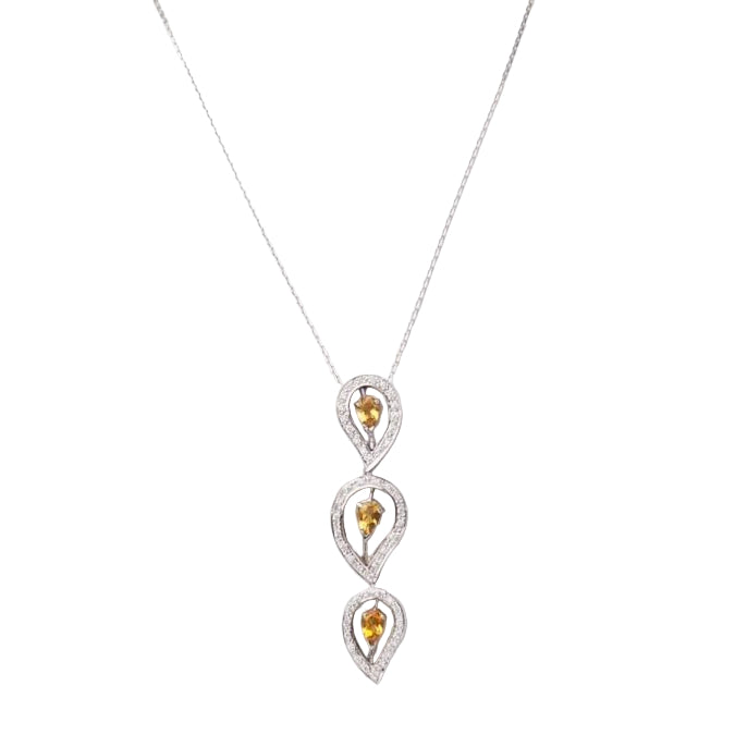 Collier en or blanc, citrine et diamants - Castafiore